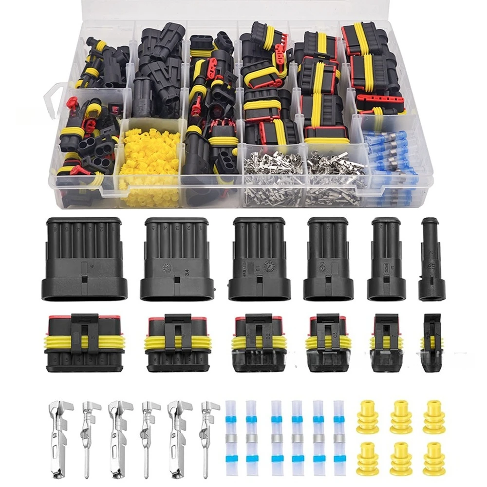 763PCS HID Automotive Waterproof Connector Kit, 1-6 Pin Male Female Wire Harness Plugs, Car Electrical Wiring Repair Assortment