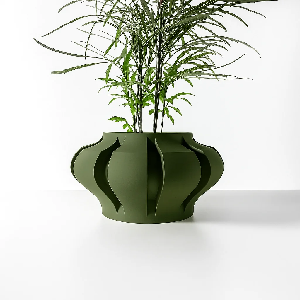 Biodegradable 3D Printed Line-Patterned Plant Pot- Eco-Friendly Flower Planter for Home Decor &