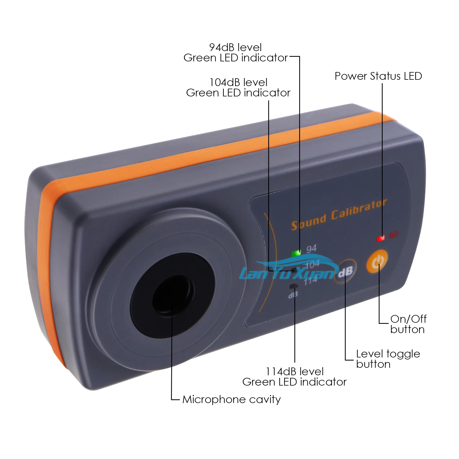 Portable Compact Sound Level Meters Calibrator 94dB/ 104dB/ 114dB Noise Calibration  For 13.2mm Microphone Size