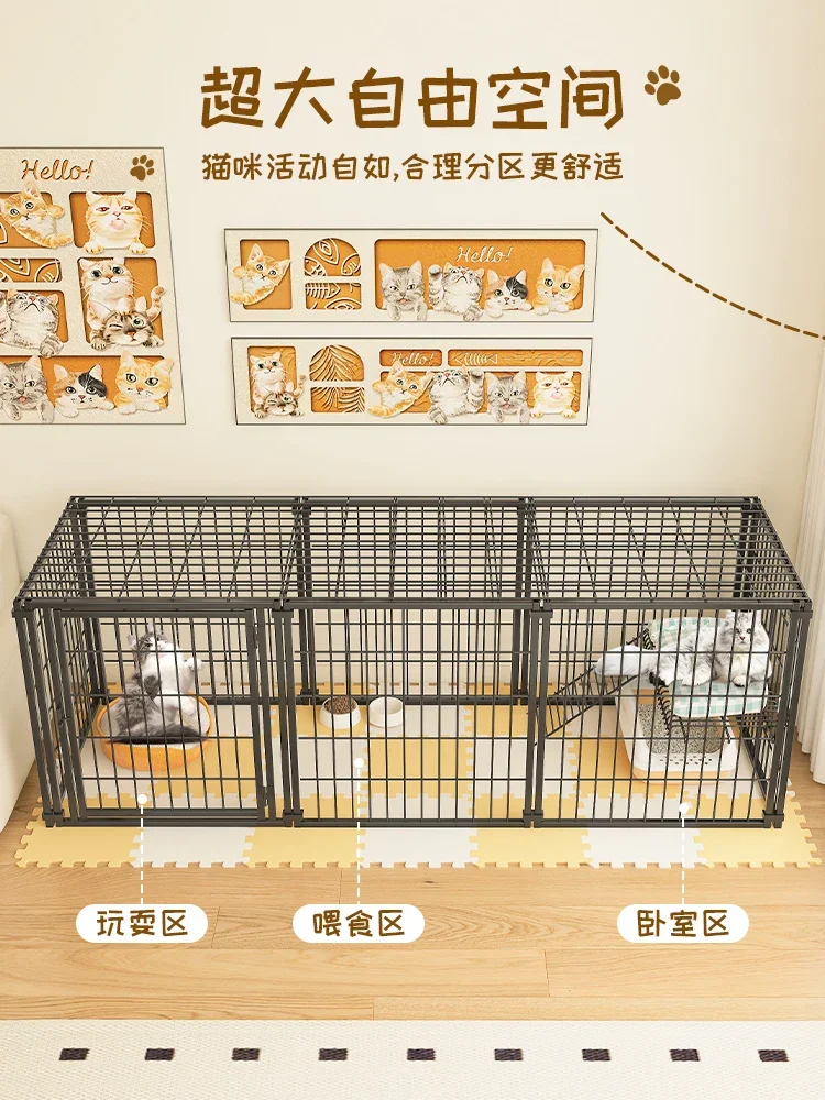 Cat Cage Household Indoor Villa Two story Super Large Free Space  Nest  Toilet Integrated Cat House