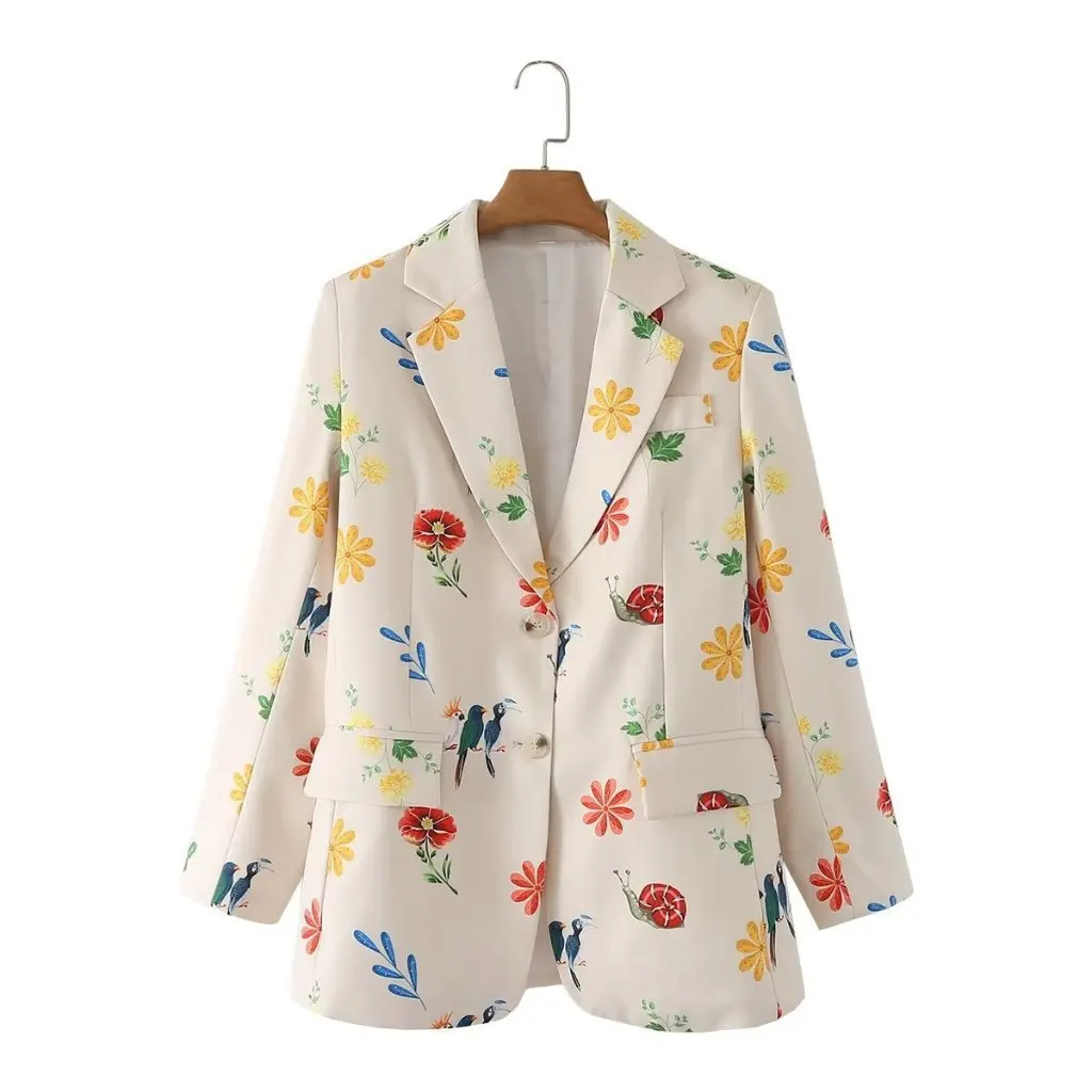 

Women's Printed Single-Breasted Loose Suit Jacket Autumn Fashion Elegant Urban Casual European And American Style