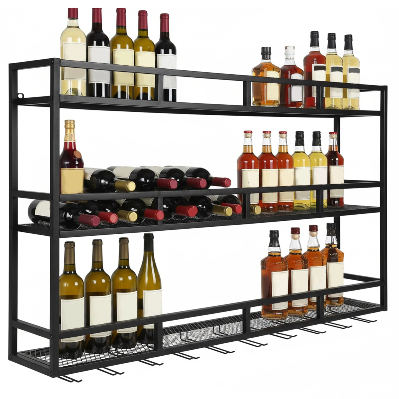 

Coffee Bar Display Rack Wall-Mounted Wine Glass Storage Bracket Large Capacity for Home Bar Dining Room Decorative