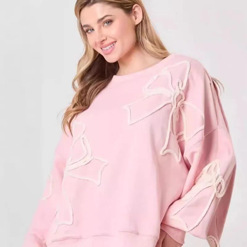 TSTCTB Women's Y2K Kawaii Vintage Crew Neck Long Sleeve Heart Shaped Casual Loose Pullovers Hoodies Aesthetic Sweatshirts