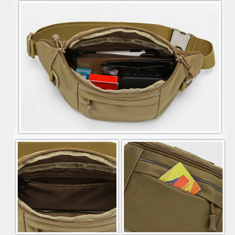 Riñonera táctica de tela Oxford para hombre, bolso de cintura impermeable para deportes al aire libre, riñonera para teléfono