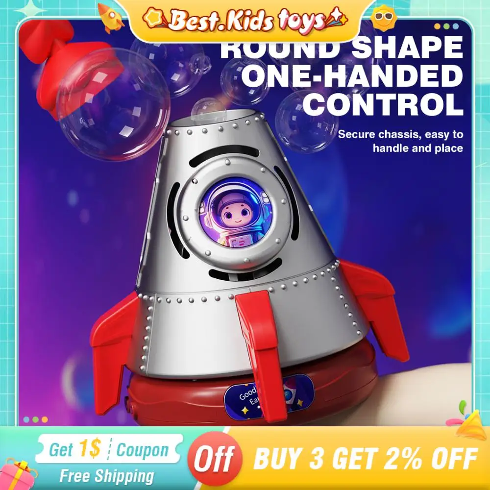

Electric Space Rocket Bubble Machine With Lights Music Kids Toys Automatic Soap Blowing Outdoor Birthday Party Game Boys Gift