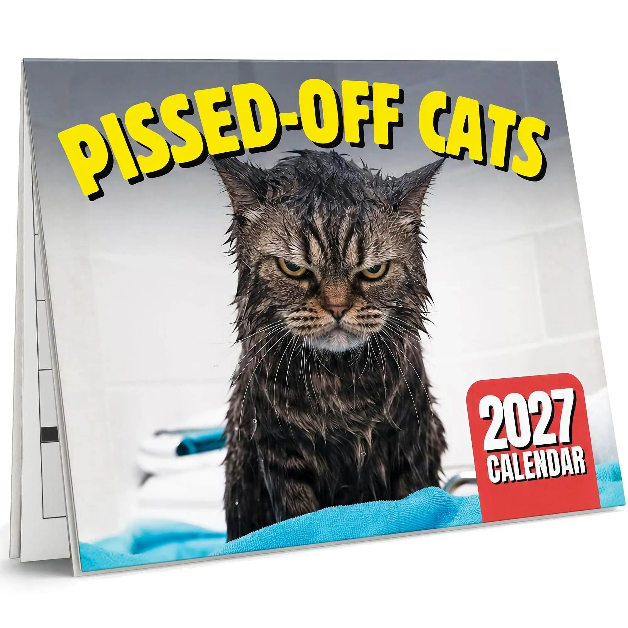 2027 Humorous Angry Cat Wall Calendar 12 Month Wall Planner with Funny Cat Pictures Home Office Decor Christmas Birthday Gift
