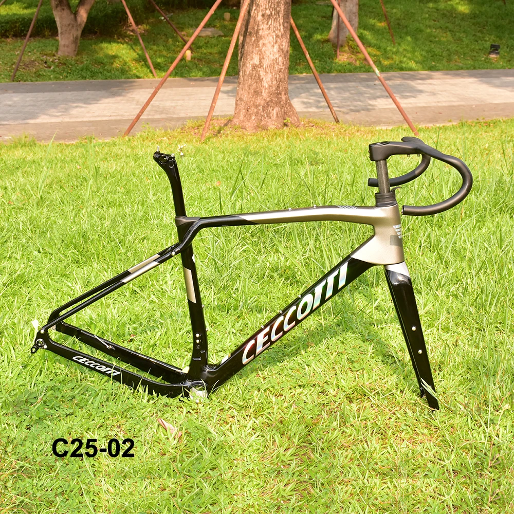 CECCOTTI-Carbon Fiber Bicycle Frameset, Gravel Frame, Full Hidden Cable Bike Frame T1000