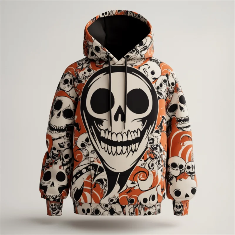 

Vintage Hoodies For Men Skull Pattern 3d Print Street Hip Hop Tops Autumn Spring Casual Long Sleeve Oversized Hooded Sweatshirts