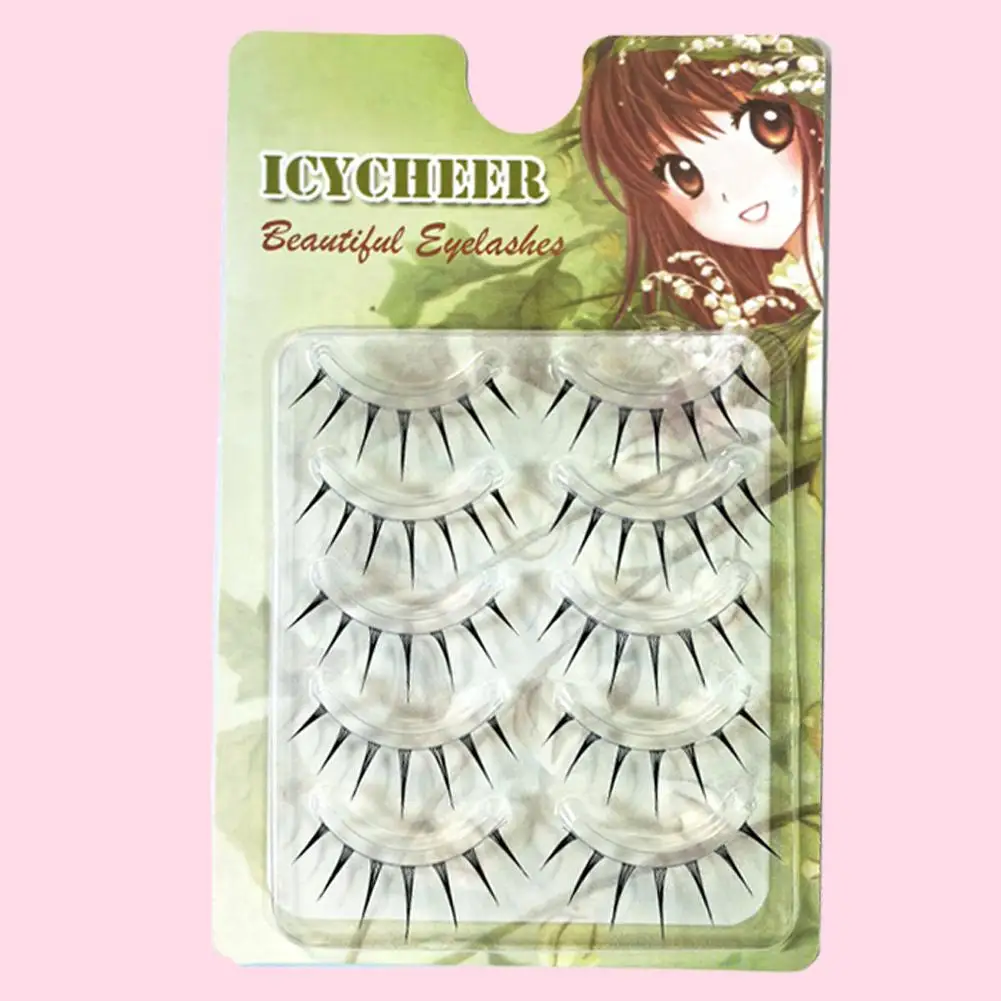 Teufels dicke falsche Wimpern im japanischen Stil mit transparenten natürlichen Wimpern im Cartoon-Stil, Kamera falsch im Look, Stiele Th K7V7