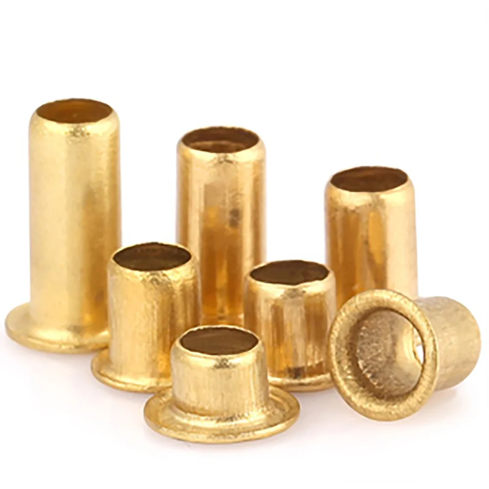 1000-100PCS Brass Tubular Rivet 0.9 1.3 1.5 1.7 2 2.5 3 4 5 6mm Metal Eyelets Hollow Double-sided Circuit Board PCB Nail Nuts