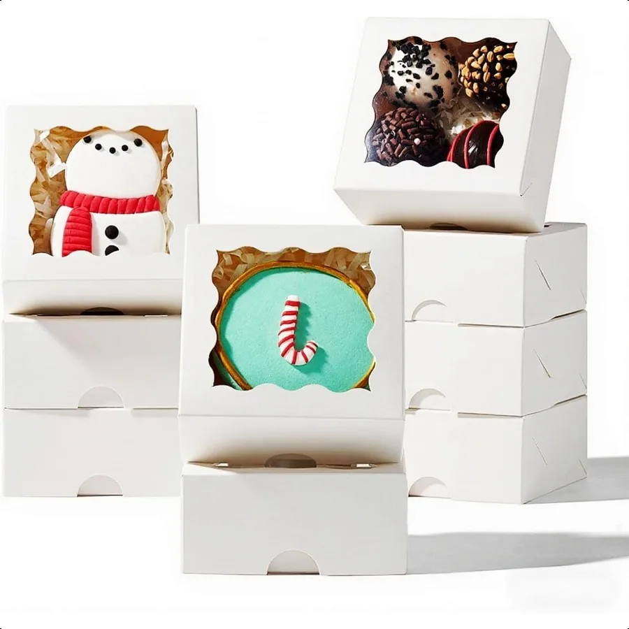 

3.2 x 3.2 x 1.5 100PCS s Soap Chocolate Truffle Donut aron Mini Bakery Boxes with Window