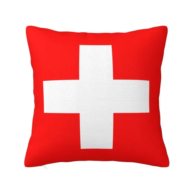 

Custom Flag Of Switzerland Cushion Covers Soft Modern Throw Pillow Case for Sofa Home Decor