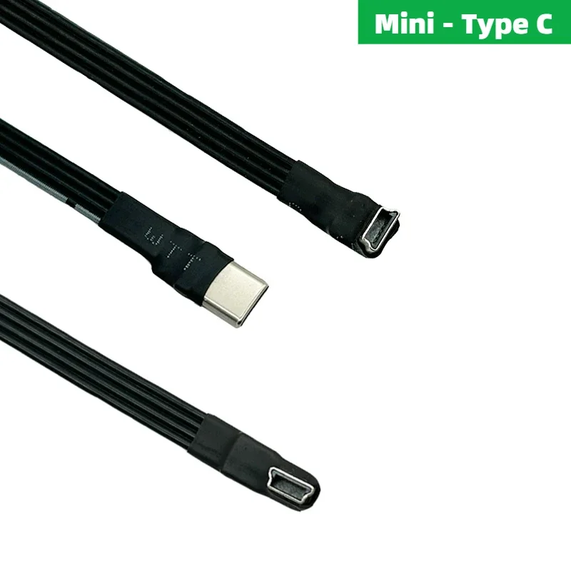 Mini USB To Type-C Silicone Cable USB Soft Cable 90 Degree Elbow Mini USB Female To USB-C Male Cable Adapter 5CM 10CM 50CM 100CM