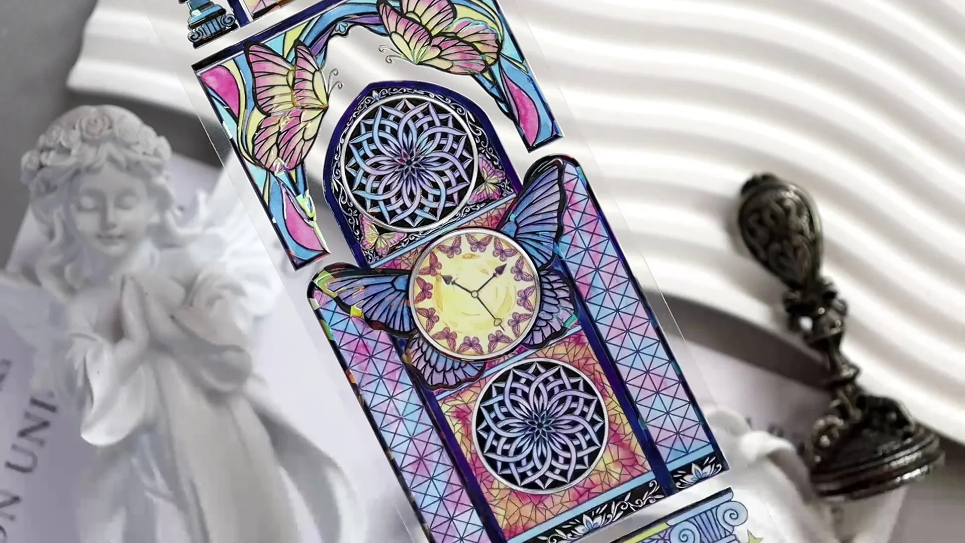 Butterfly Window Shiny Pet Tape Collage Journal Decoration