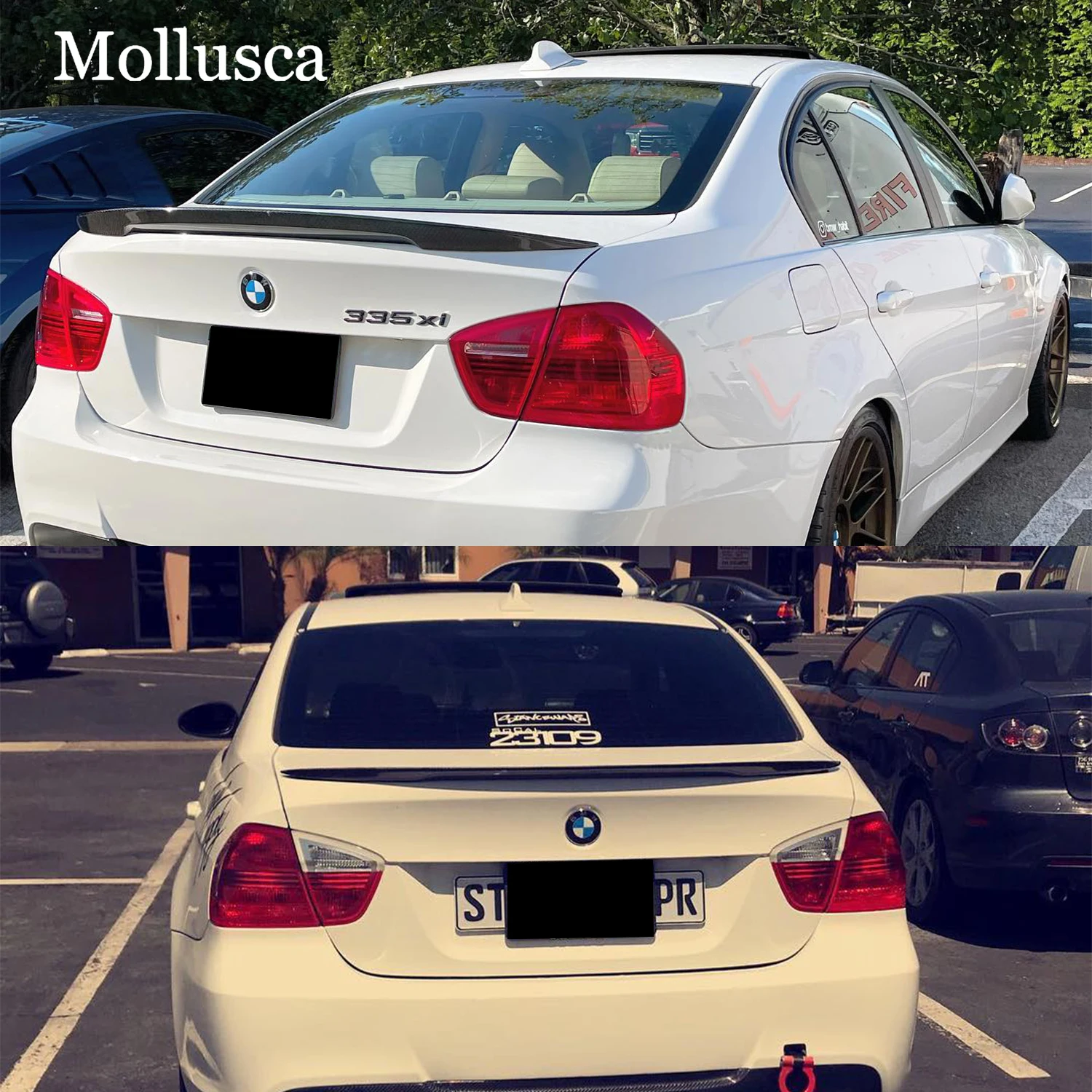 Dla BMW serii 3 E90 4 drzwi/E90 M3 P styl tylny spojler z włókna węglowego skrzydło bagażnika 2004-2011