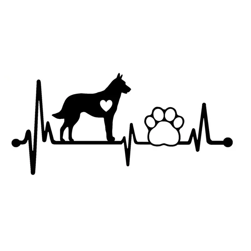 

Car Sticker Fashion Belgian Malinois Heartbeat Car Decoration Accessories Decal Creative Waterproof Black/white, 15cm * 7cm