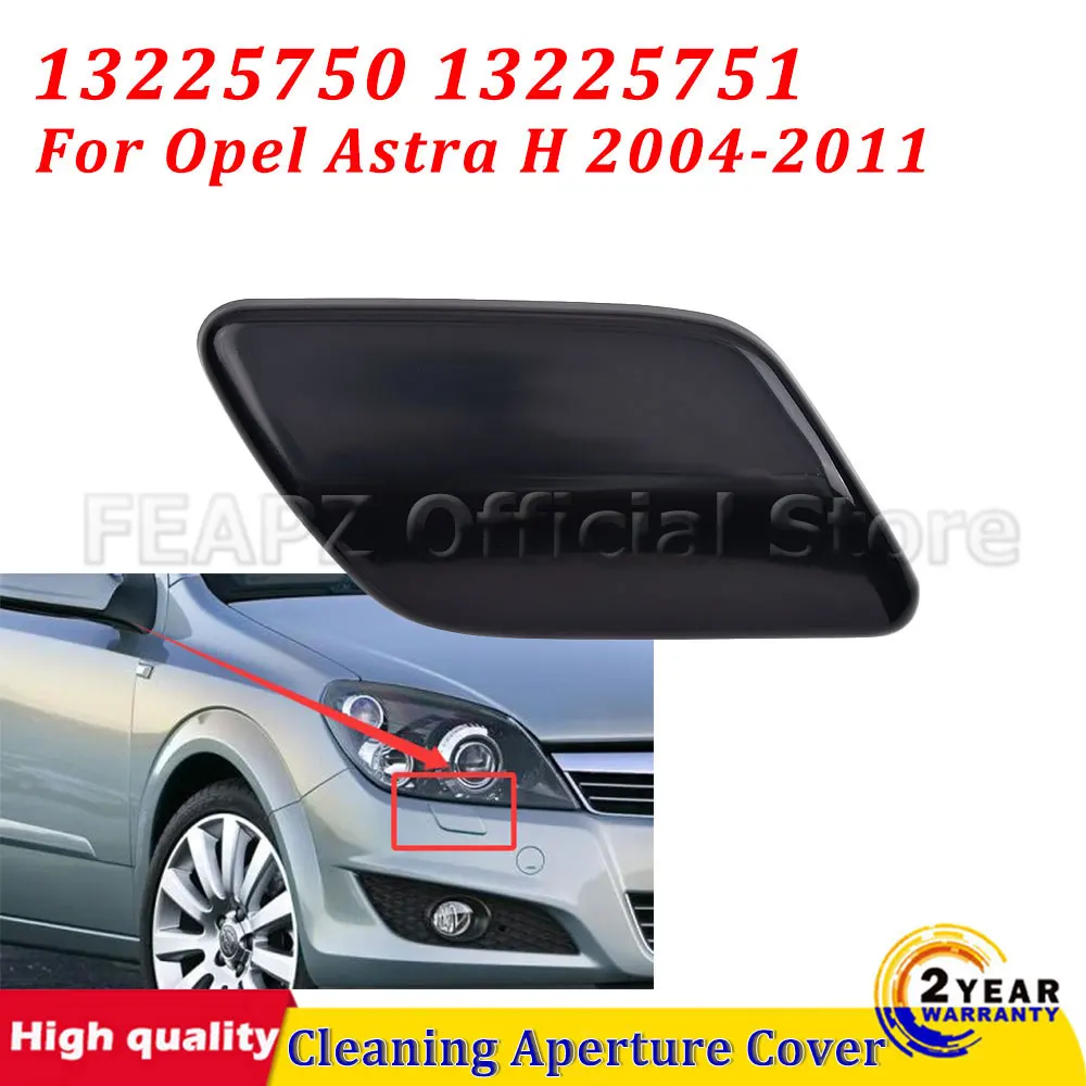For Opel Astra H 2004-2011 Durable Front Bumper Headlamp Cleaning Aperture Cover in Black 13225750 13225751 Car Replacement Part