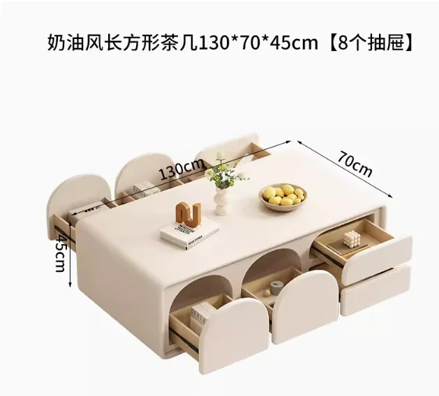 Cream wind tea table TV cabinet combination living room household high-end small apartment creative network red advanced sense 2