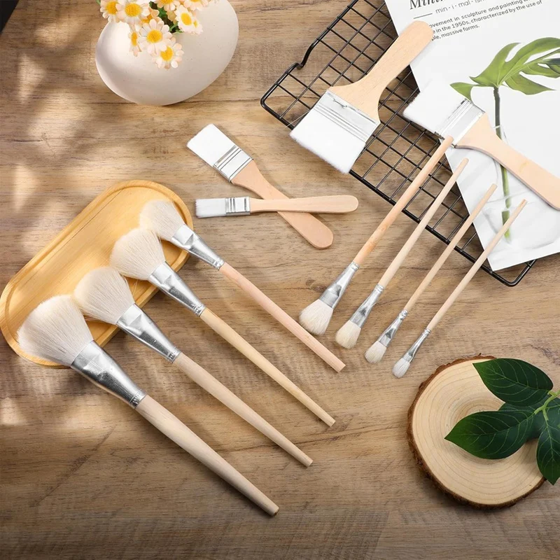 Hot TTKK Glaze Brushes For Pottery,Pottery Glaze Brushes Multipurpose Ceramic Brush Set For Acrylic Painting,Blending Mop Brushe