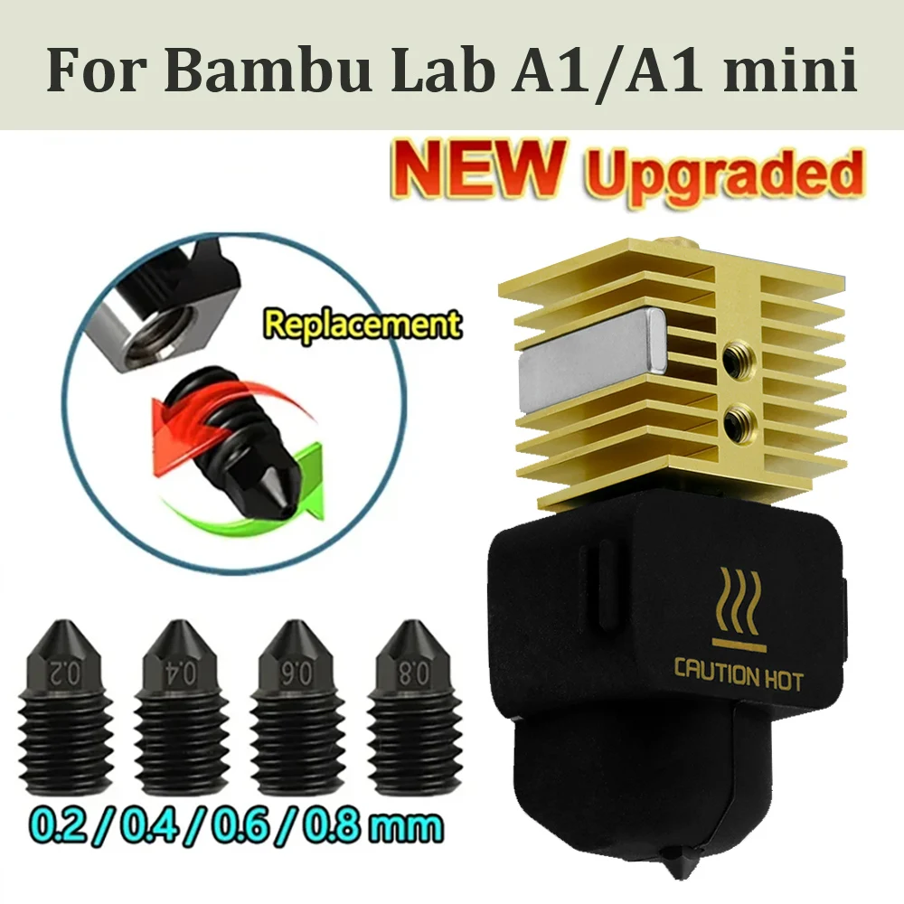 New Upgrade Hotend Kit for Bambu Lab A1/ A1 Mini Fast Speed Hot End Brass Heat Sink Hardened steel Nozzle for Bambulab a1 Mini