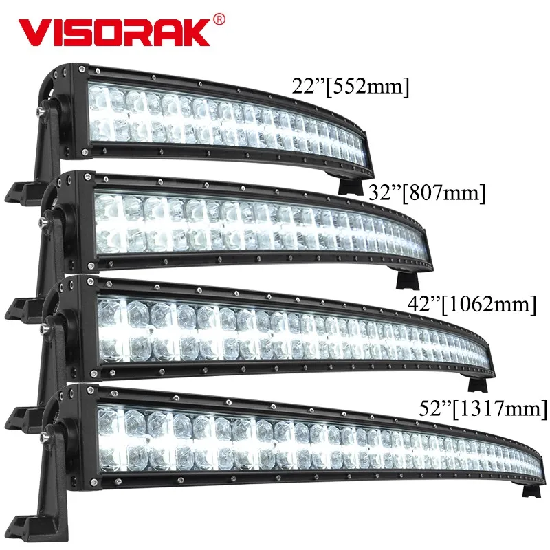

22 32 42 52-дюймовая изогнутая светодиодная рабочая фара 10V-32V с 7D-линзой для грузовиков, внедорожников 4x4, бамперов, автомобильных крыш и прожекторов