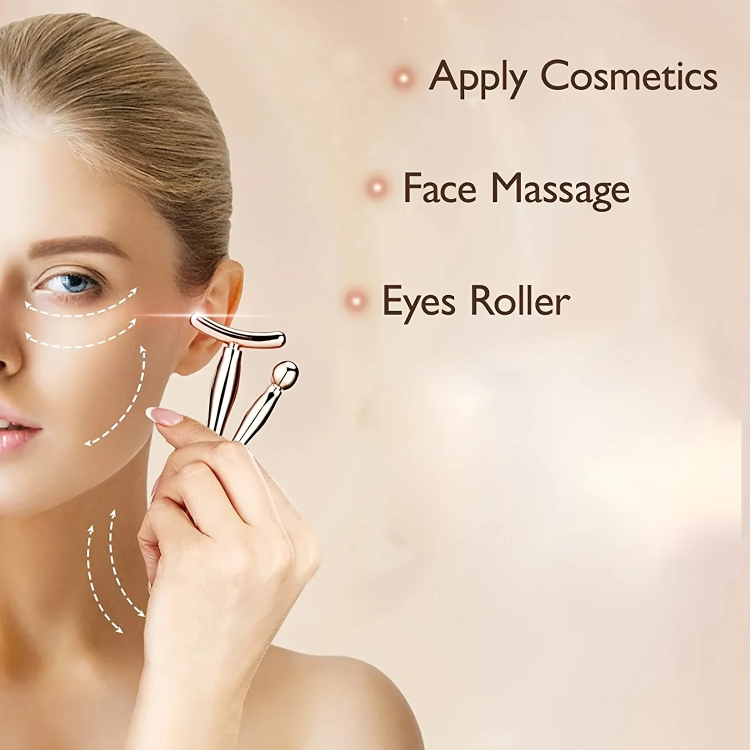 Ensemble de rouleaux pour le visage et masseur pour les yeux en métal, aide à l'application de crème pour les yeux et le visage, outil manuel de soins de la peau, bâton de Massage pour les yeux, 2 pièces