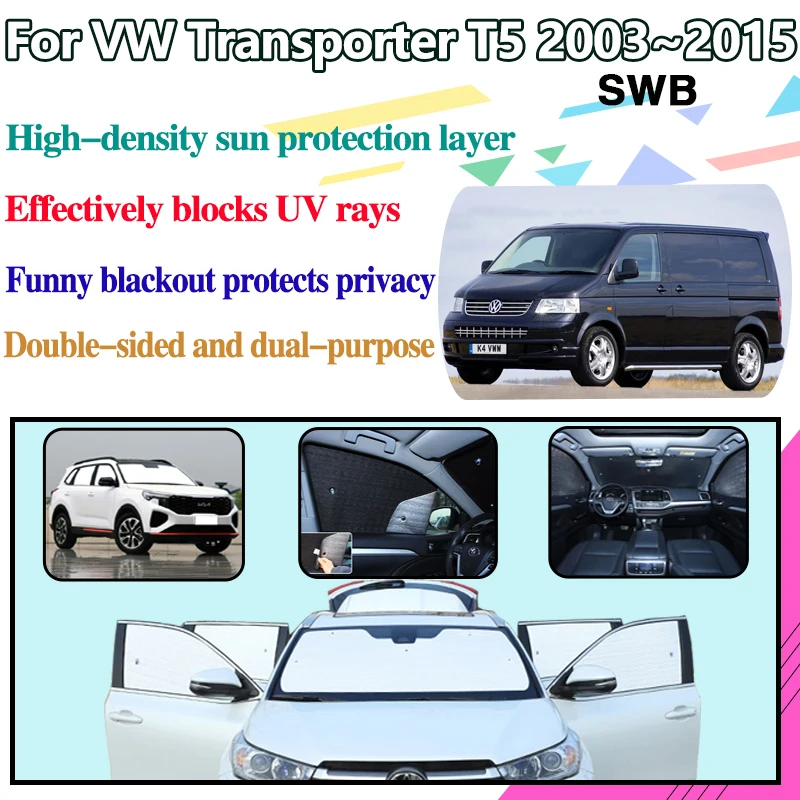 

Full Car Covers Sun Visors For Volkswagen VW Transporter T5 2003~2015 SWB Car Window Visor Coverage Sunshades Covers Accessories