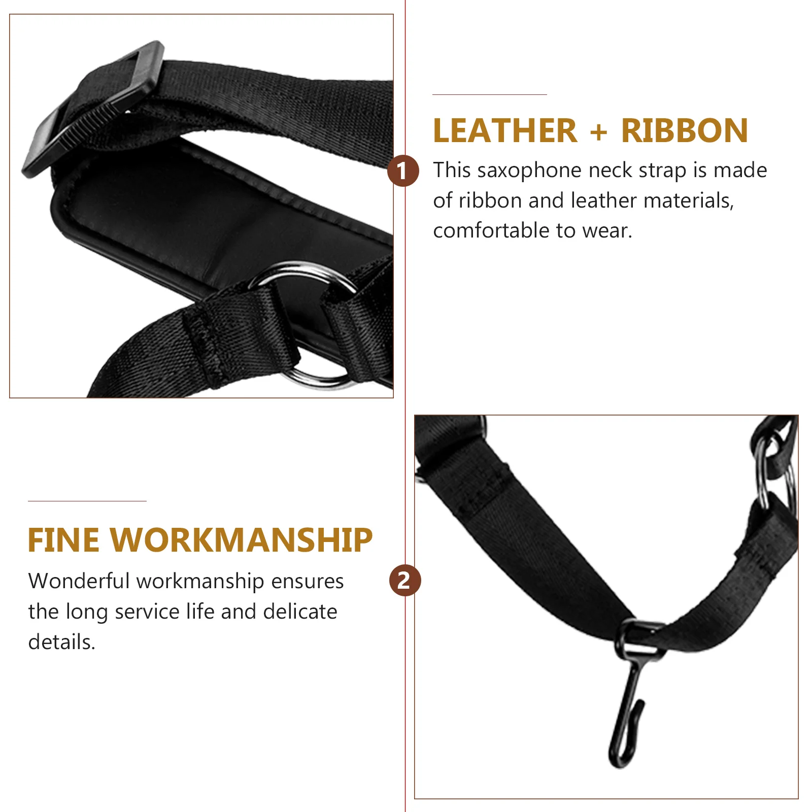 

Black Tube Neckband Saxophone Accessories Belt Strap Musical Instrument Straps Ribbon Child Tenor