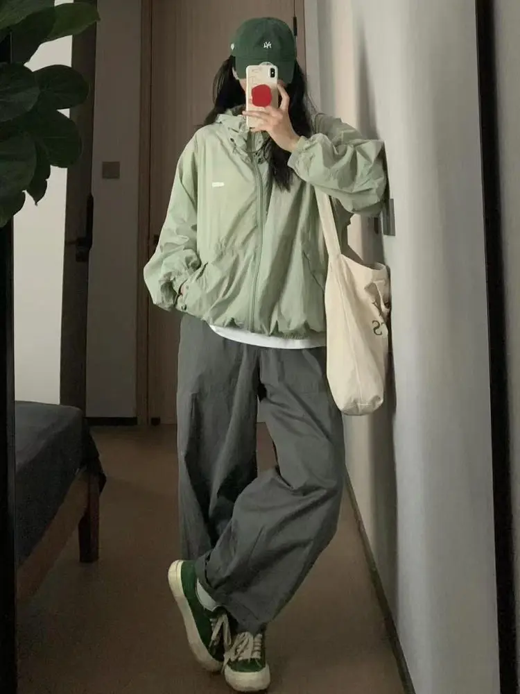 

Women's Outdoor Summer 2025 New Sle Ultra-Thin Casual Loose Fce Jaet Sun Protection Clothing Long Sve Hooded Coat