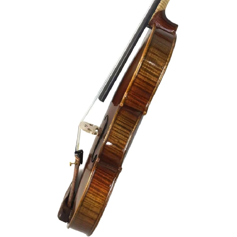 Hooqu Exquisite Handmade 4/4 Tiger Pattern Violin Solo Performances & Professional Examination Masterpiece Adults