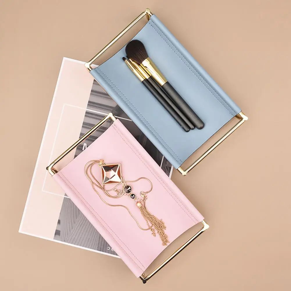 

Watch Storage Tray Easy to Tray Efficient Home Organization Stylish Faux Leather Desktop Storage Tray for Phone Stable Structure