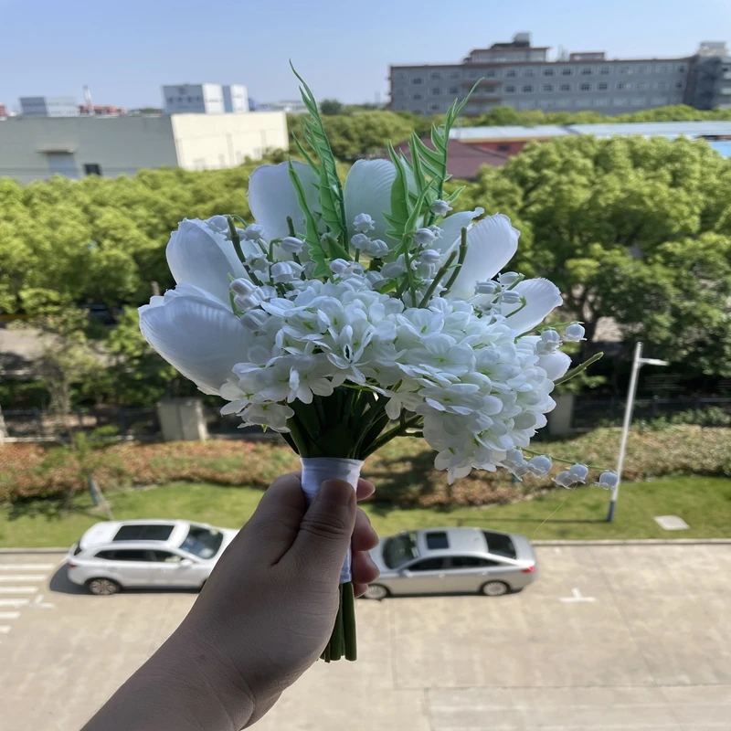 ramos de novias boda New style white bell flower tulip handheld flower