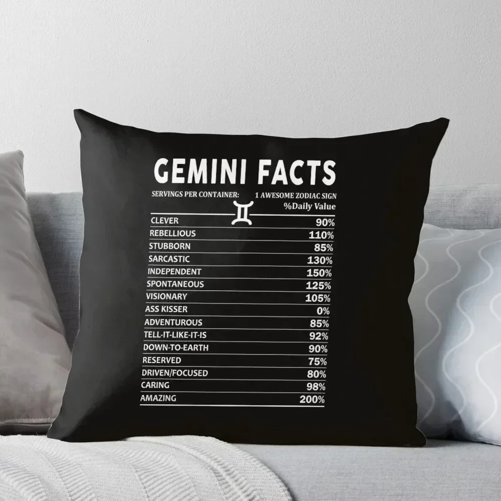 Gemini Facts Throw Pillow autumn decoration Pillowcases Bed Cushions pillow