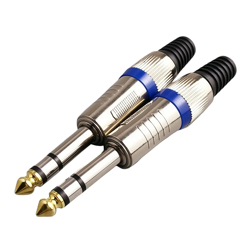 10Pcs/lot Mono/Stereo 6.35mm Male Plug Audio Microphone Connectors Soldering Type 6.35 TS TRS Audios Amplifier Plugs DIY Repair