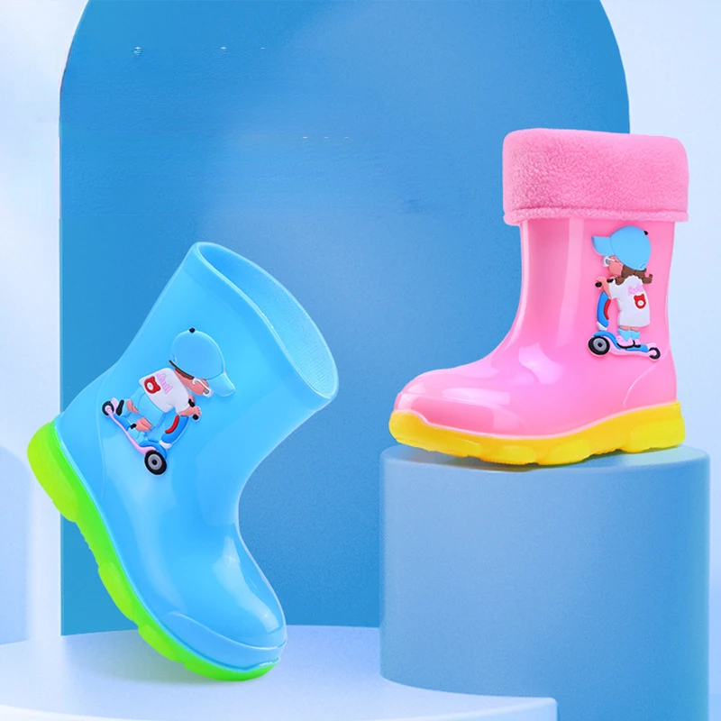 레인부츠 Cartoon Kid Rain Shoe Seasonal  Anti Slip Boy Water Boot Cute Girl Rubber Boot Rain Boots Girl Boot Kid Shoes Bota Infantil