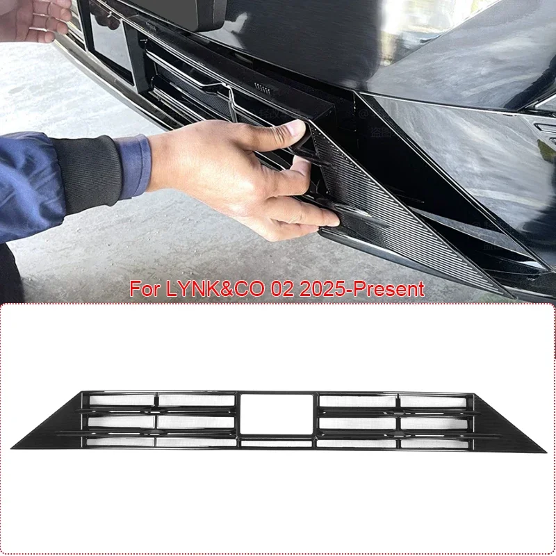 For LYNK&CO 02 Z20 2025-2027 Car Modify Front Buckle Insect Proof Net Matte Black Auto Front Bumper Center Intake Grille Cover