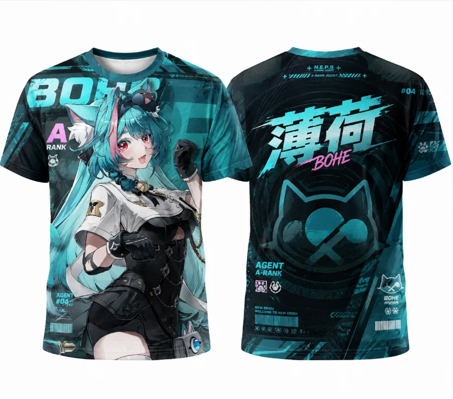 New Circular-shaped Game Anime Short-sleeved T-shirt Suitable for Both Men and Women Stylish and Classic with Good Breathability