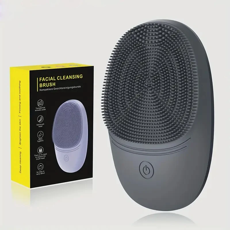 Limpador facial elétrico de silicone macio, escova de limpeza, escova de limpeza facial com vibração sônica, limpeza profunda
