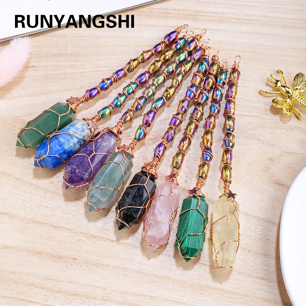 1PC Mini Size Natural Crystal Double Point Magic Scepter Healing Stones Craft Fairy Wand Party Halloween Decor Party Gift