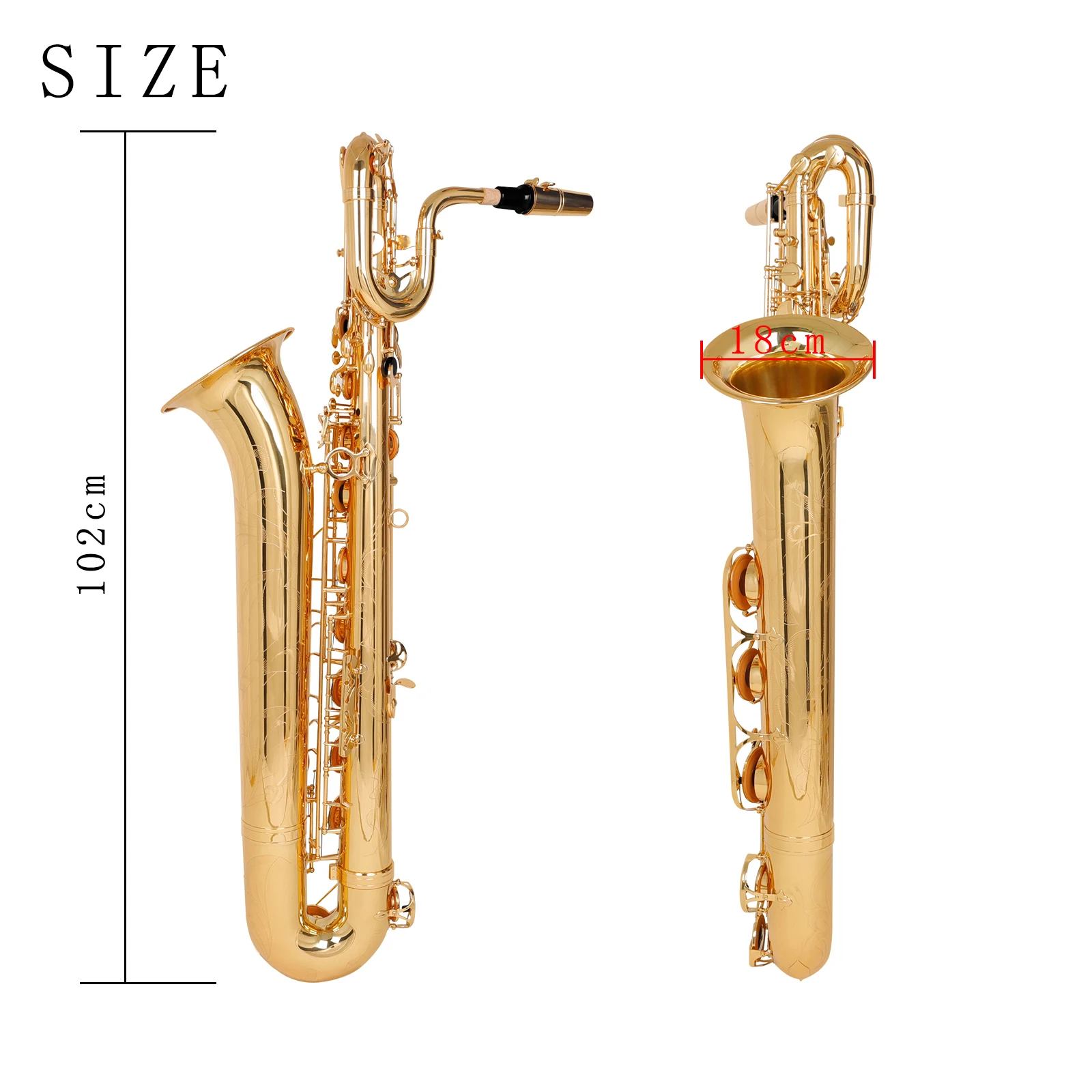 SLADE Eb Baritone Saxophone Brass Tube Body White Shell Keys Gold Lacquer Complete Wind Instrument Kit for Saxophone Lovers