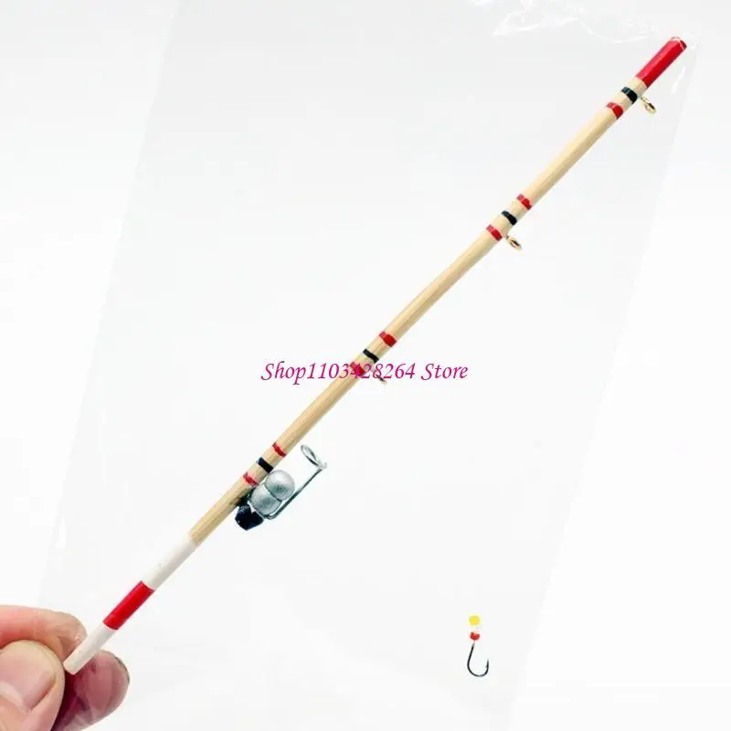 Modelo decorativo caña pescar casas muñecas escala 1:12 herramienta decorativa realista