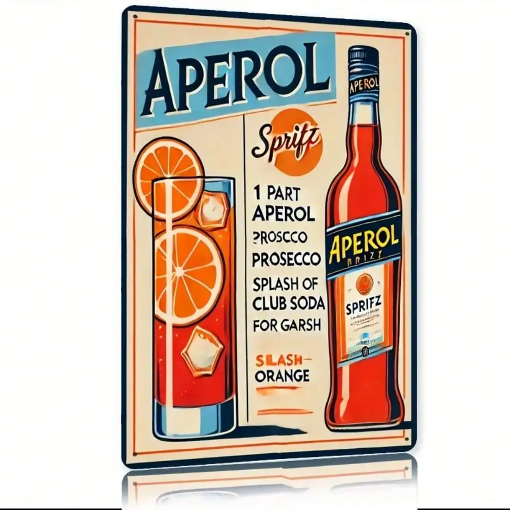 Letrero Metálico Vintage de Aperol Spritz, Decoración Retro para Bar, Arte de Pared para Hogar, Cocina, Cafetería, Fácil de Colgar en Interiores y Exteriores