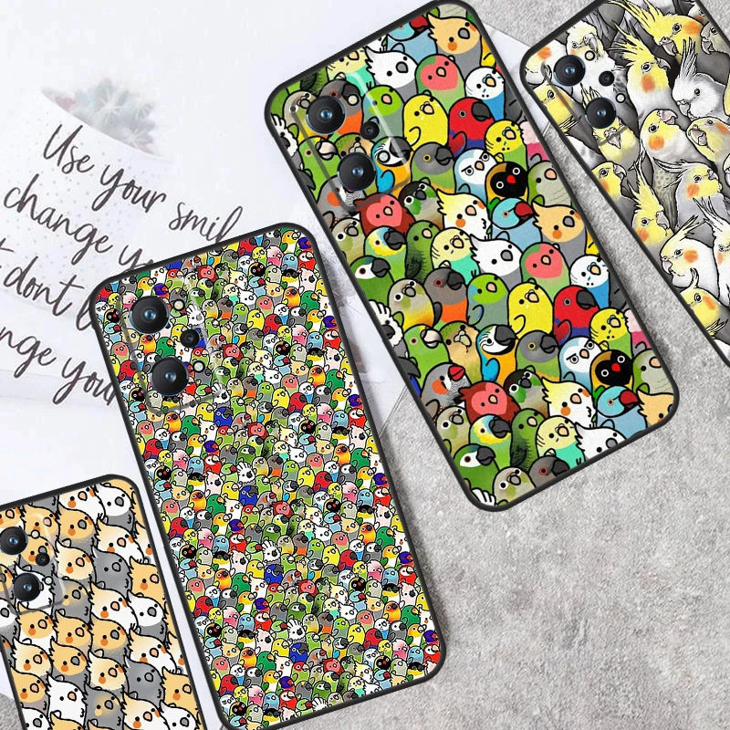 Cartoon Cockatiel Collage For Realme 12 11 Pro Plus 9 10 GT5 GT3 GT Neo5 C35 C31 C30 C33 C51 C53 C55 C25s C21Y Case