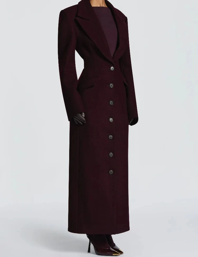 

Женское длинное пальто, тонкое однобортное пальто с v-образным вырезом, куртки с подплечниками и поясом, новая зимняя женская верхняя одежда для поездок на работу