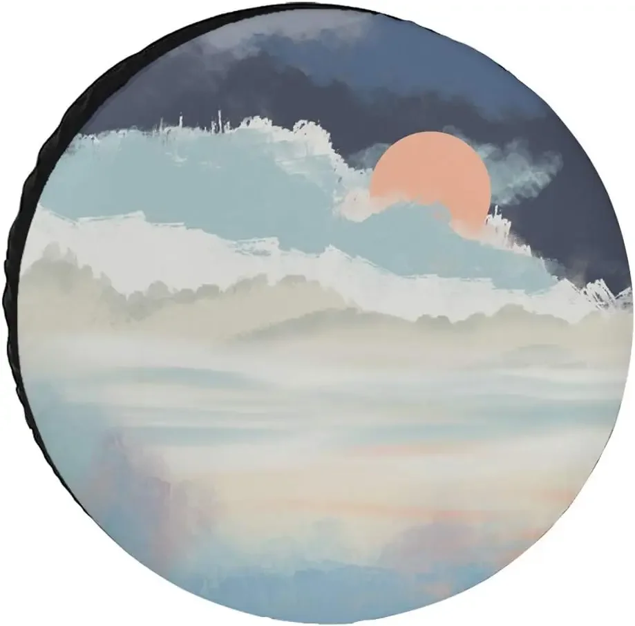 Cloudy Sky Summer Sun Spare Tire Cover Universal Weatherproof Dustproof Tire Cover For RV Trailers Motorhomes SUV Camping