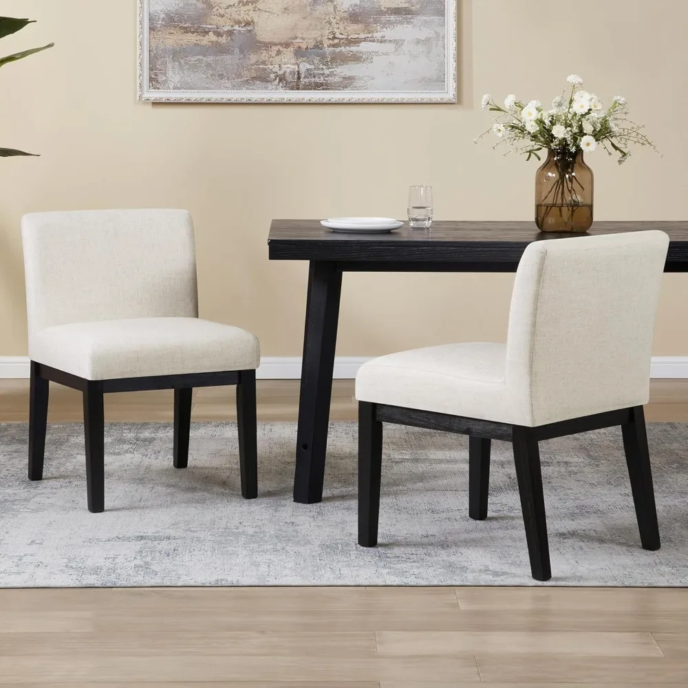 طقم كراسي طعام خشبية مكون من 6 قطع، كرسي غرفة طعام منجد من القماش الحديث مع أرجل خشبية، وكراسي عشاء المزرعة #2