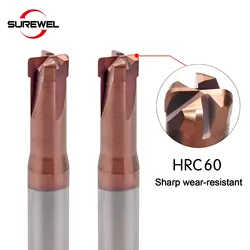 SUREWEL HRC60 Milling Carbide CNC High Feed Milling Tool 6R1.5 8R2 12R2 Rough Machining Wear
