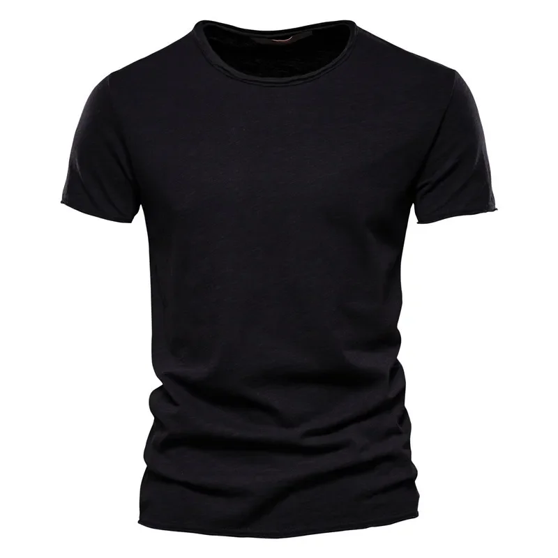 Hoge Kwaliteit Effen Kleur T-shirt Mannen Casual O-hals Top Tees Mannen Zomer Nieuwe Klassieke 100% Katoenen T-shirt Voor Mannen