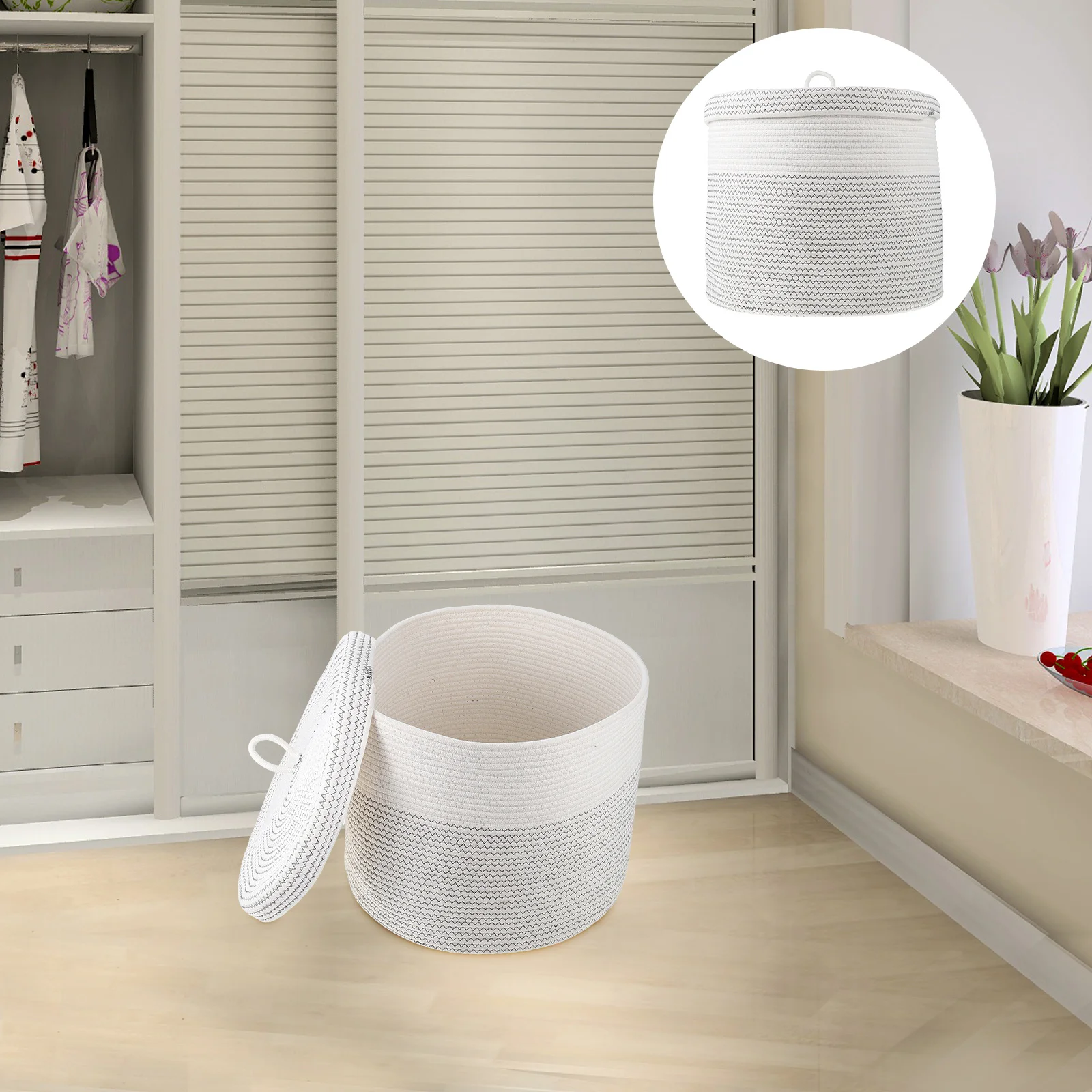 

Storage Basket For Clothes Books Handwoven Cotton Rope Organizer Home Dormitory Laundry Closet Container