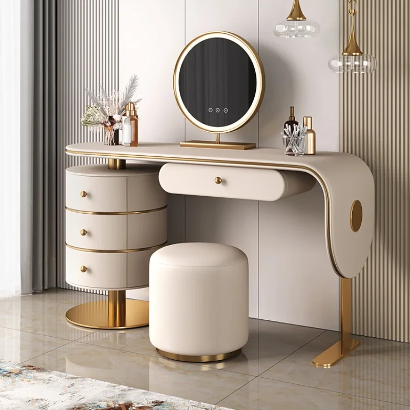 

Роскошный туалетный столик-органайзер с зеркалом, современный туалетный столик для макияжа, туалетный столик с хранением для женщин, мебель для спальни